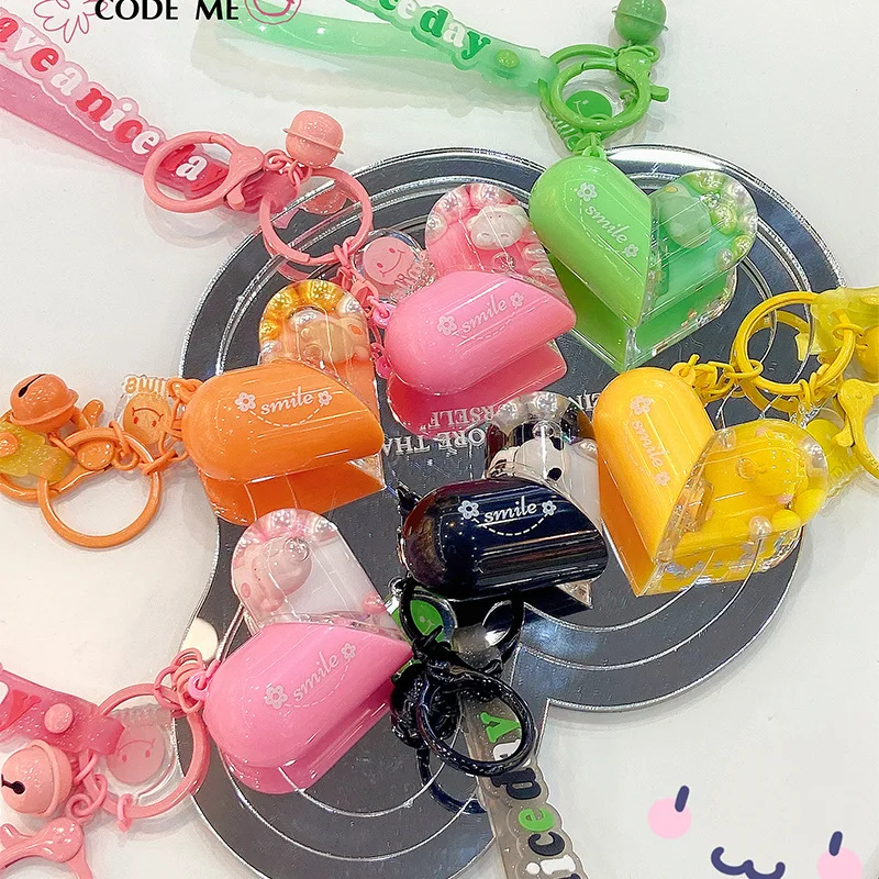 Lilangda Cute Animal Panda Bear Rabbit Into Oil Floating Keychain Pendant Wholesale Rotating love Capsule