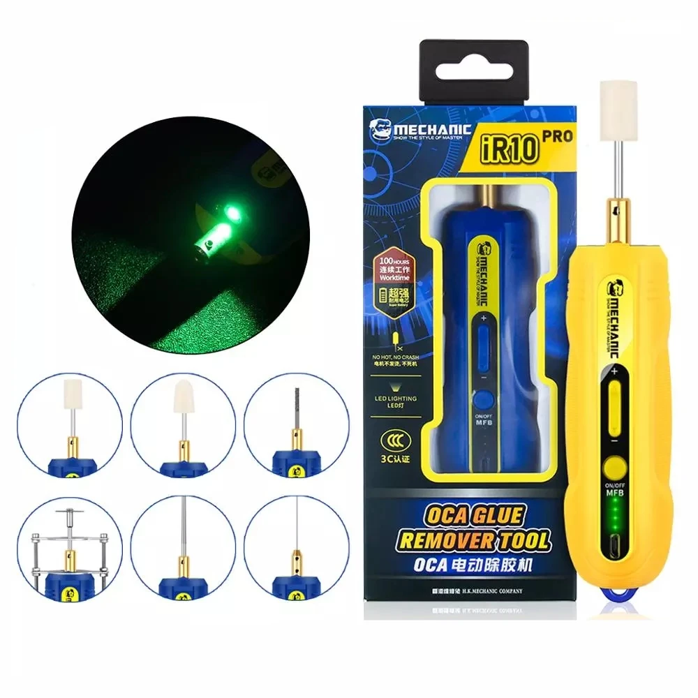 MECHANIC iR10 PRO 6in1 OCA Phone LCD Screen Degumming Speed Regulation Electric Glue Remove Pen Tool Grinder Rubber Separator