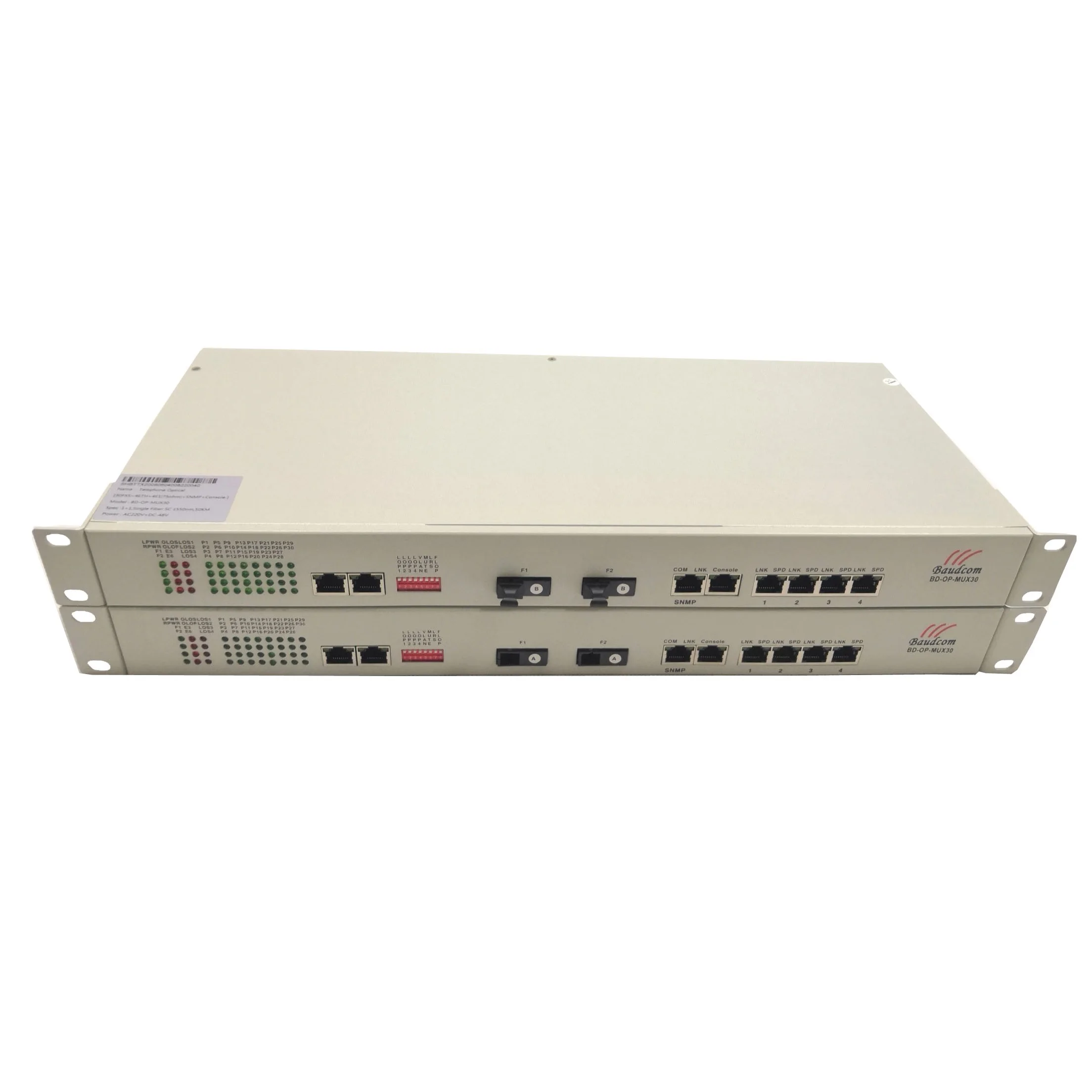 30 channel POTS(FXO/FXS) Voice over Fiber Multiplexer Voice over Fiber Converter with Ethernet and E1 Ports