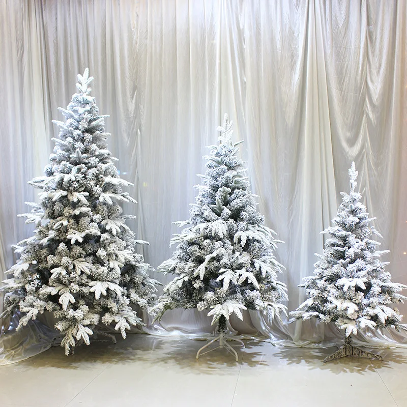 New 120/150/180/210/240cm modern flocked pe pvc christmas decor tree artificial christmas tree outdoor