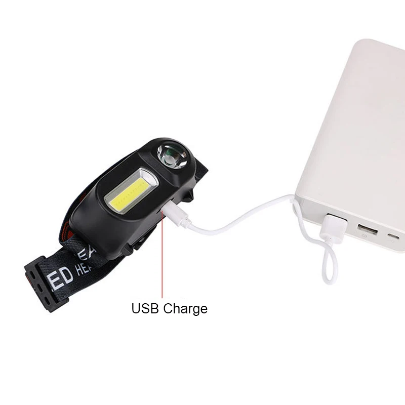  Дешевые 6 режимов USB зарядка COB Светодиодные фары фара Открытый аварийный светодиодный налобный