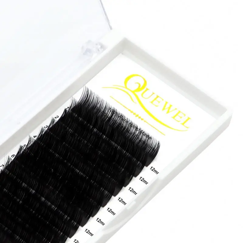Quewel Quality fluffy C curl colored eyelash extensions 0.07 blue color flat matte eyelashes classic colorful lashes lash tray