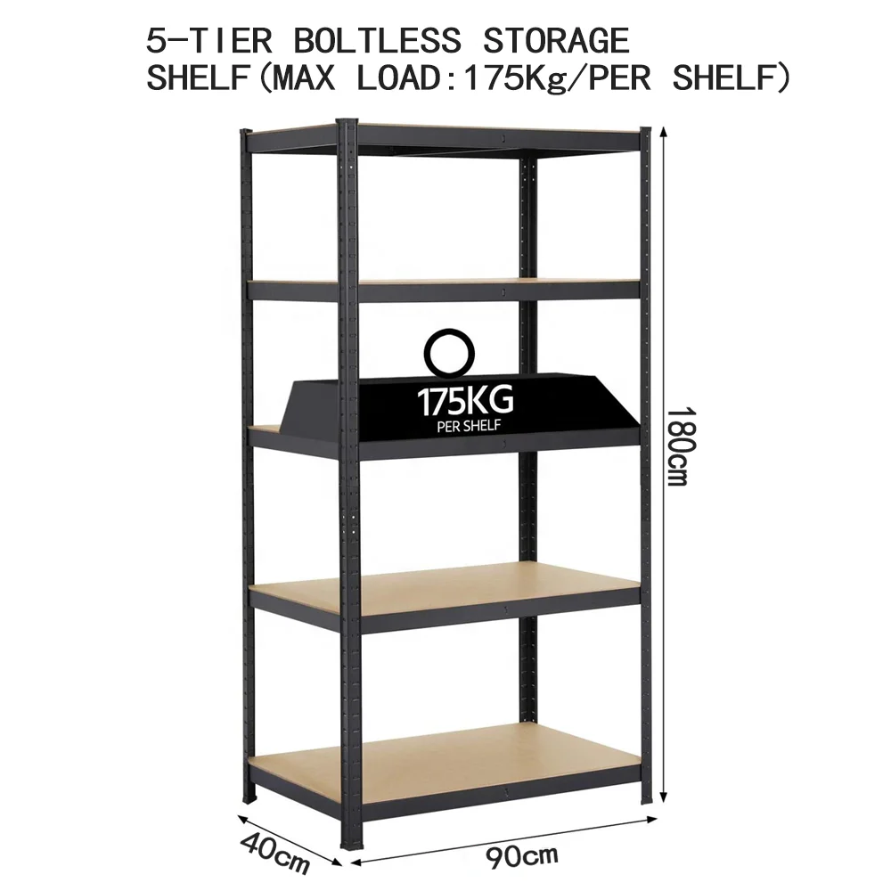 KINDE 5 ярусов Heavy Duty Boltless Rack регулируемые металлические стеллажи полки гараж 180x90x40 см 875 кг