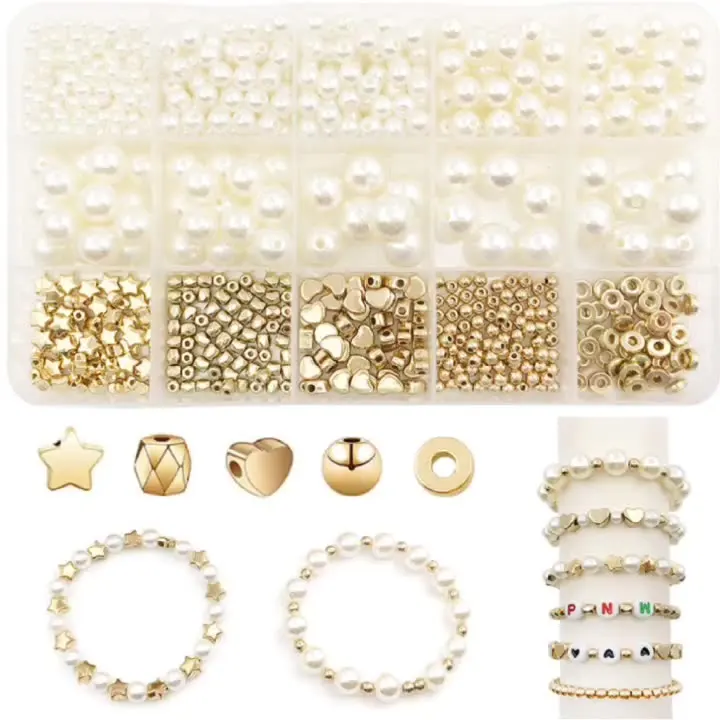 720 pcs Pearl Set Pentagram Plastic Beads Accessories Handmade Diy Beads Bracelet Earrings Necklace Set
