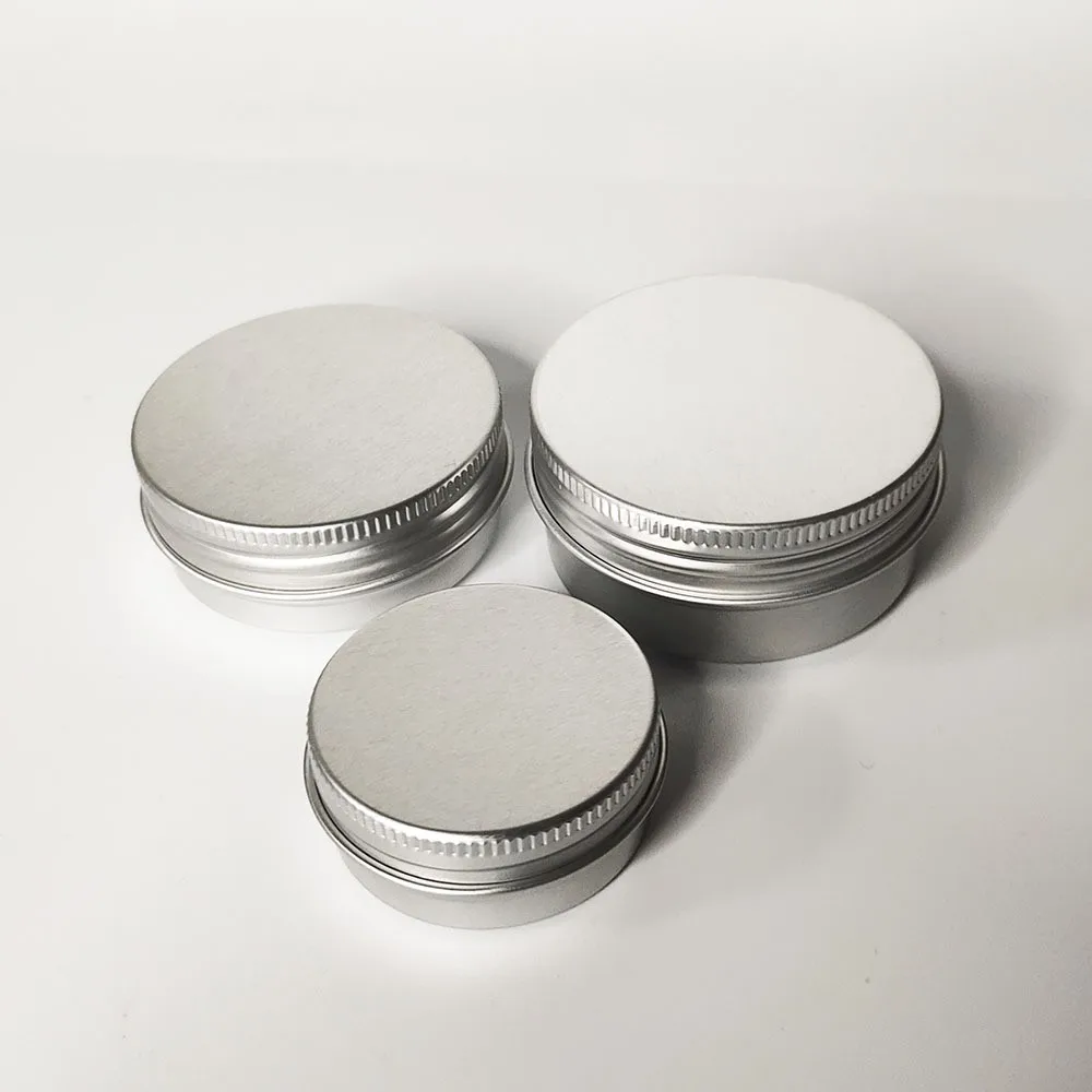 Large Stock Portable Silver Round With Lids Recyclable Cosmetic Food Grade Packaging Tin Jar Metal Aluminum Can