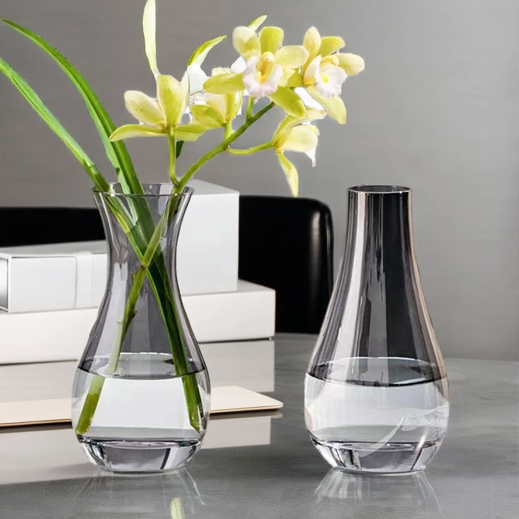 Net Red Ins Mini Narrow Mouth Wedding Vase Office Desktop Lalic Crystal Glass Vase Dried Flower Hydroponic Home Decoration