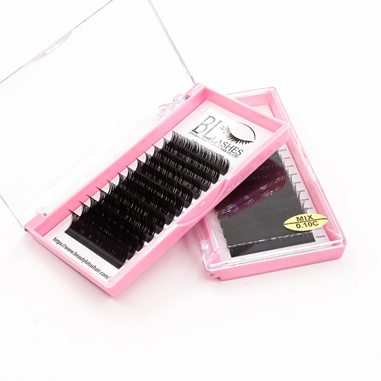 Hand made Korean Pbt fiber w shape russian eyelash extension strips wholesale