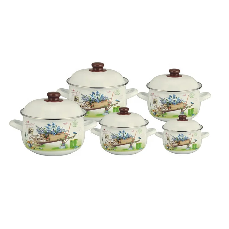 
806D Enamel Casserole Set Enamel Pot Set With SS Ring 