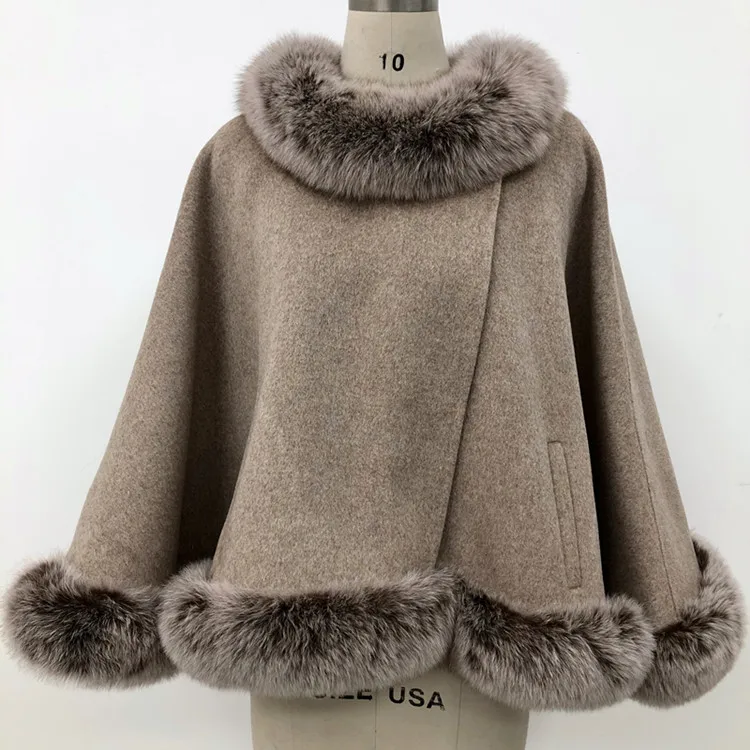 2021 sand loose cloak fall winter women cropped cape wool  cashmere coat