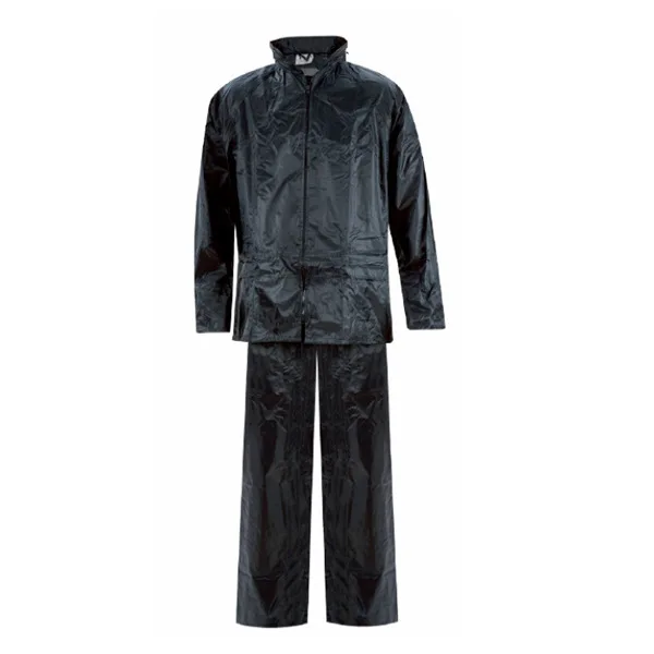 High quality polyester pvc rain coat with hooded breathable rain suit with reflective tape strong rain wear 170T 190T 210T