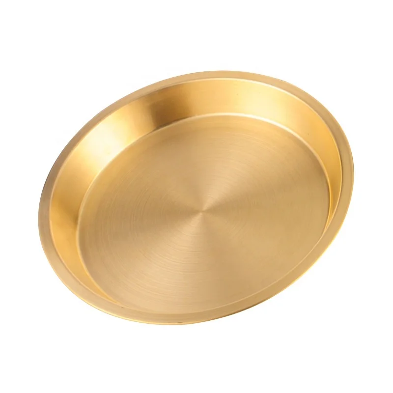 High quality luxury metal brass round serving tray