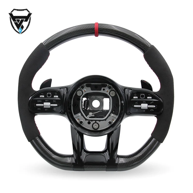 Fur handle modified carbon fiber steering wheel for Mercedes Benz C GLC E S CLS AMG zc-809-t40-y