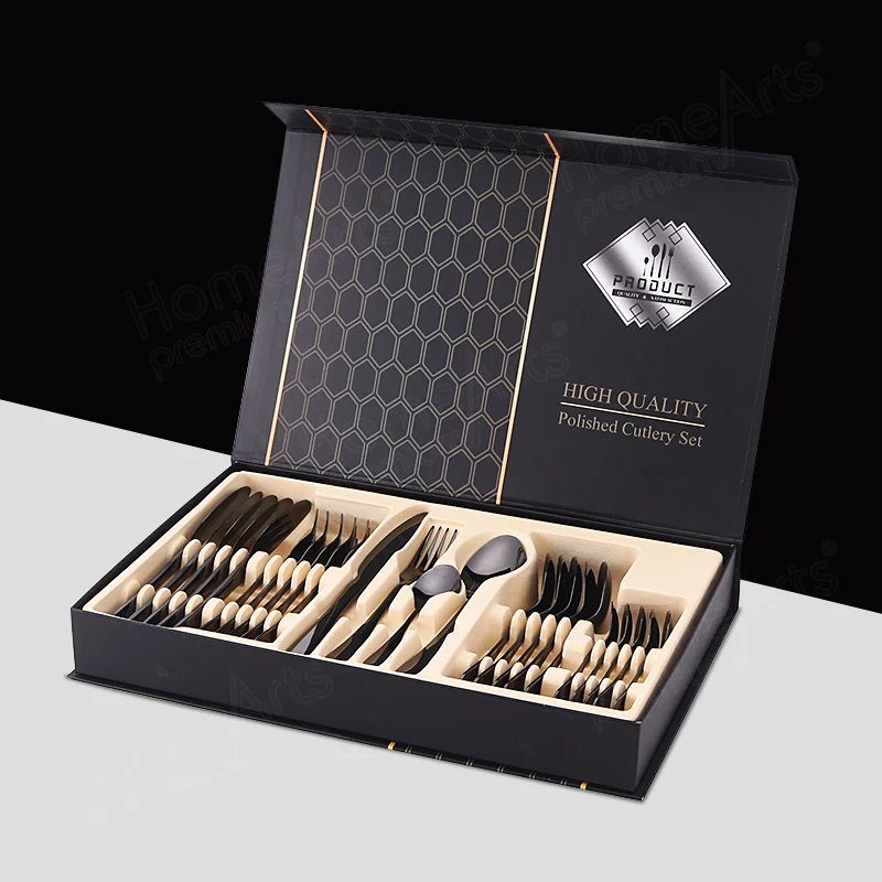 Knife Spoon Fork Set Gold Plating Cutlery 24PCS Stainless Steel Flatware