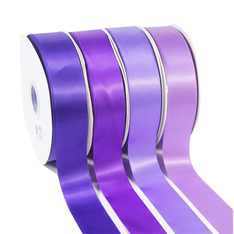 Cheap 6-100mm Solid Color Purple Satin Ribbon for Balloon Wrapping Wedding Ribbon Bows Decoration Handmade Eternal Roses