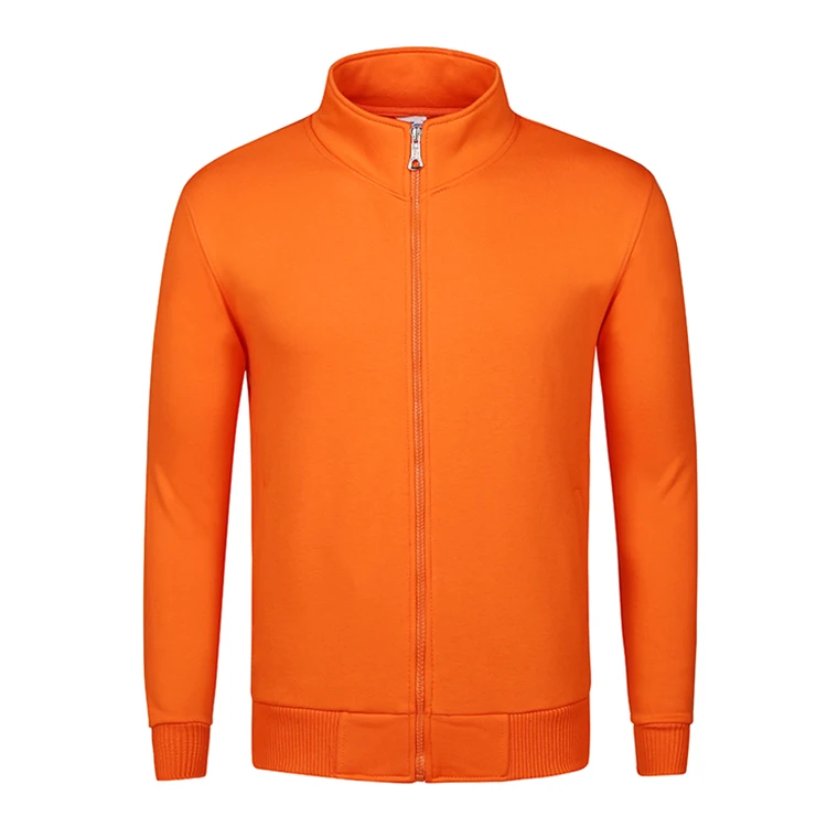 Manufacturer 100% Cotton Stand Collar Zip Up Hoodie Sweatshirt With Long Sleeve Hoodies