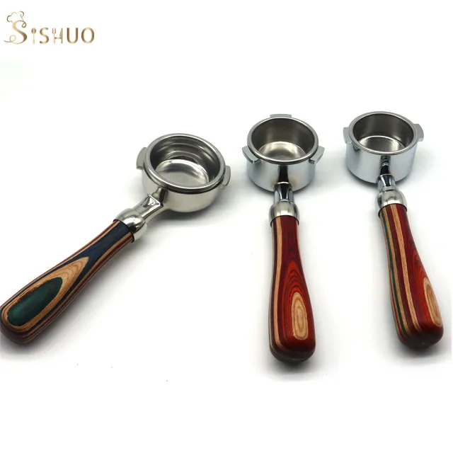 Espresso coffee machine portafilter 51/54/58mm Bottomless Wood Handle Coffee portafilter