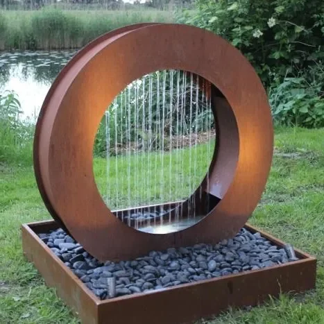 Сталь Corten круглый стол для воды садовый водопроводный фонтан пруд