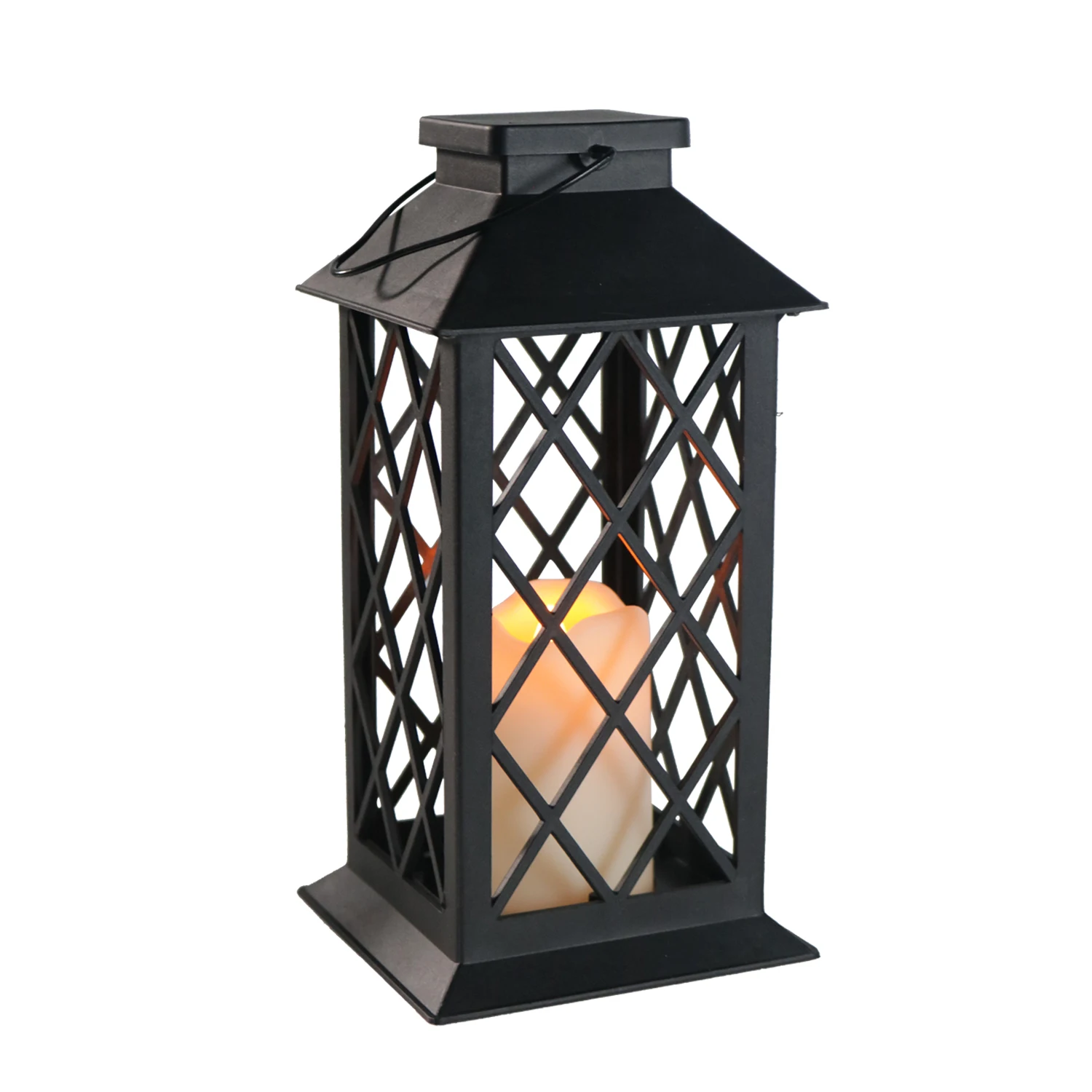PAL1469F Battery Operated Black Shell Hollow Yellow Flash Tea Light Palace Lamp Garden Lamp