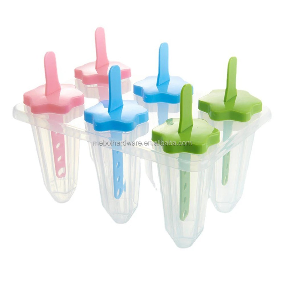 Competitive 6cell Ice Maker Lolly Popsicle Mold Food Safety Material with Star Lid DIY Icecream