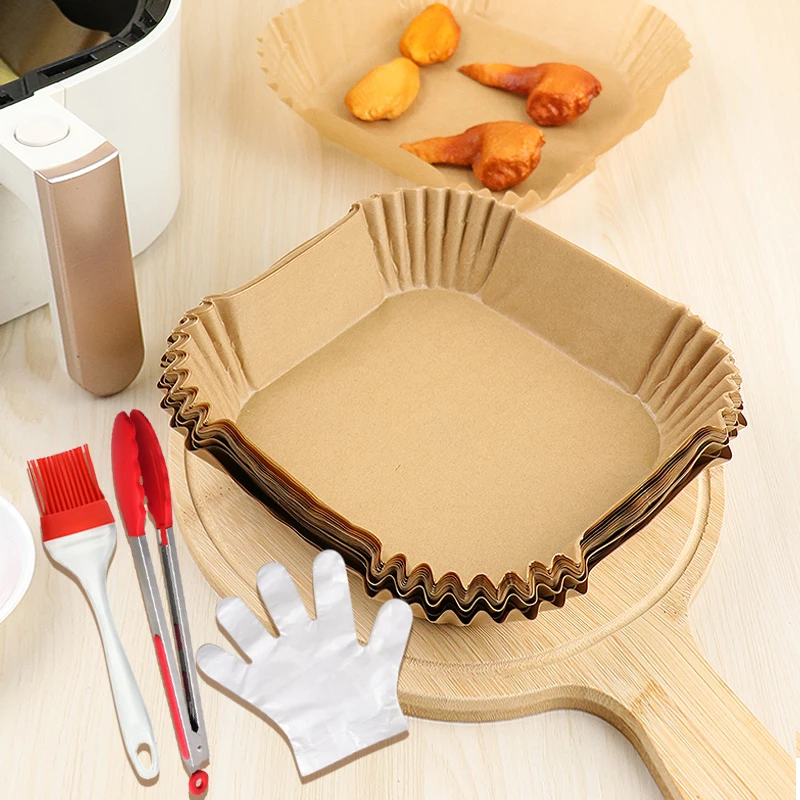 Air Fryer Disposable Parchment Paper Liner Oil-proof Paper Tray Non-Stick Baking Mat Air Fryer Accessories SquareRound
