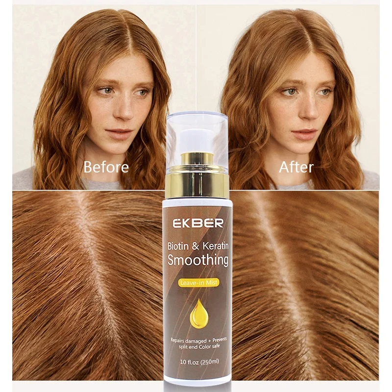 Customize Logo Detangler Grow Long Biotin Anti-frizz Deep Conditioner For Split Ends Deep Repair Leave-in Conditioner Spray