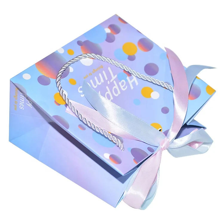 KM Wholesale Customised Size Print Logo Fancy Thank You White Kraft Paper Special Day Wedding Personalised Gift Bag With Handle