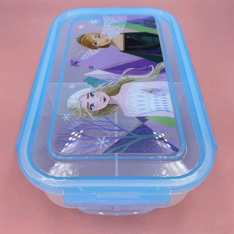 Food Grade Pp Material Dinnerware Sets Cartoon Printing Transparent Food Container School Lunch Bento Box For Kids