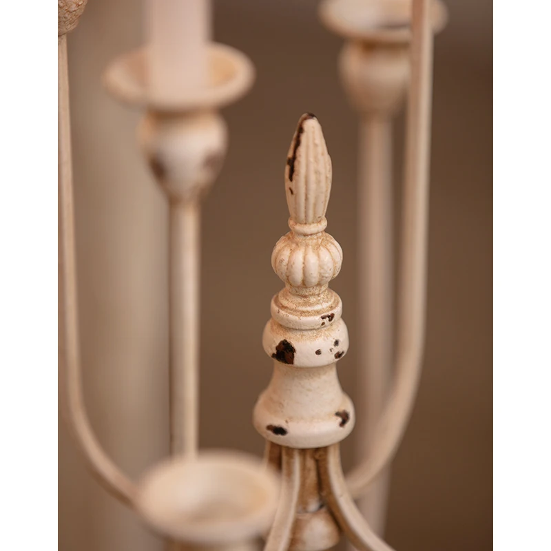 Vintage Distress Metal Candle Stand for Home Decor Menorah Church Candelabra White Iron Holder Decorative Candle Holder Designs