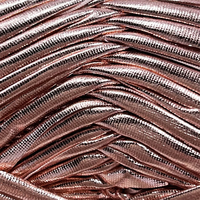 Sparkle Solid Color Hand knitting Spaghetti Glossing Shiny Leather Polyester Metallic t-Shirt Yarn For Crochet Bags Baskets