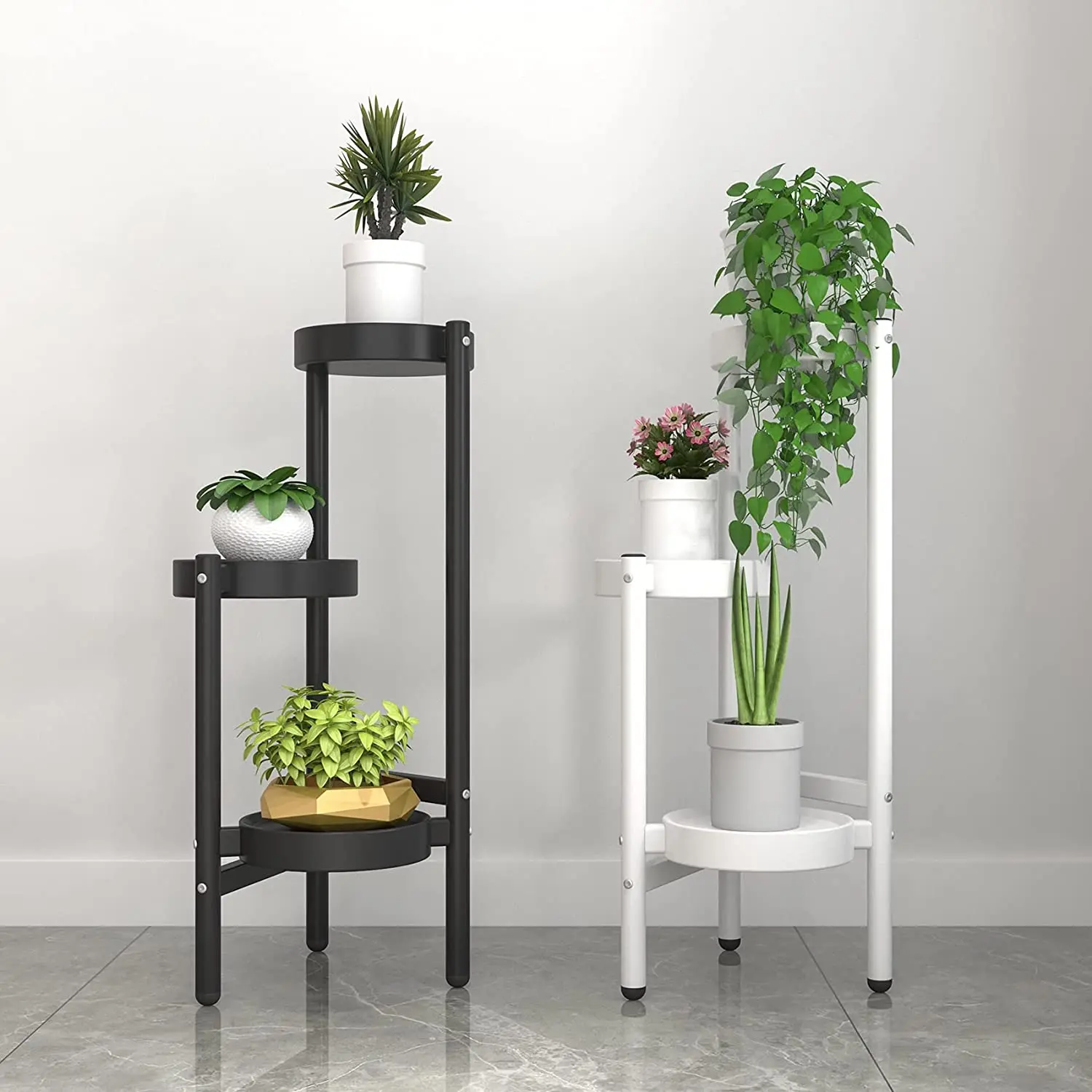 3 Tier Plant Stand Plastic Base Multiple Flower Pot Holder Shelves Planter Rack Storage Organizer