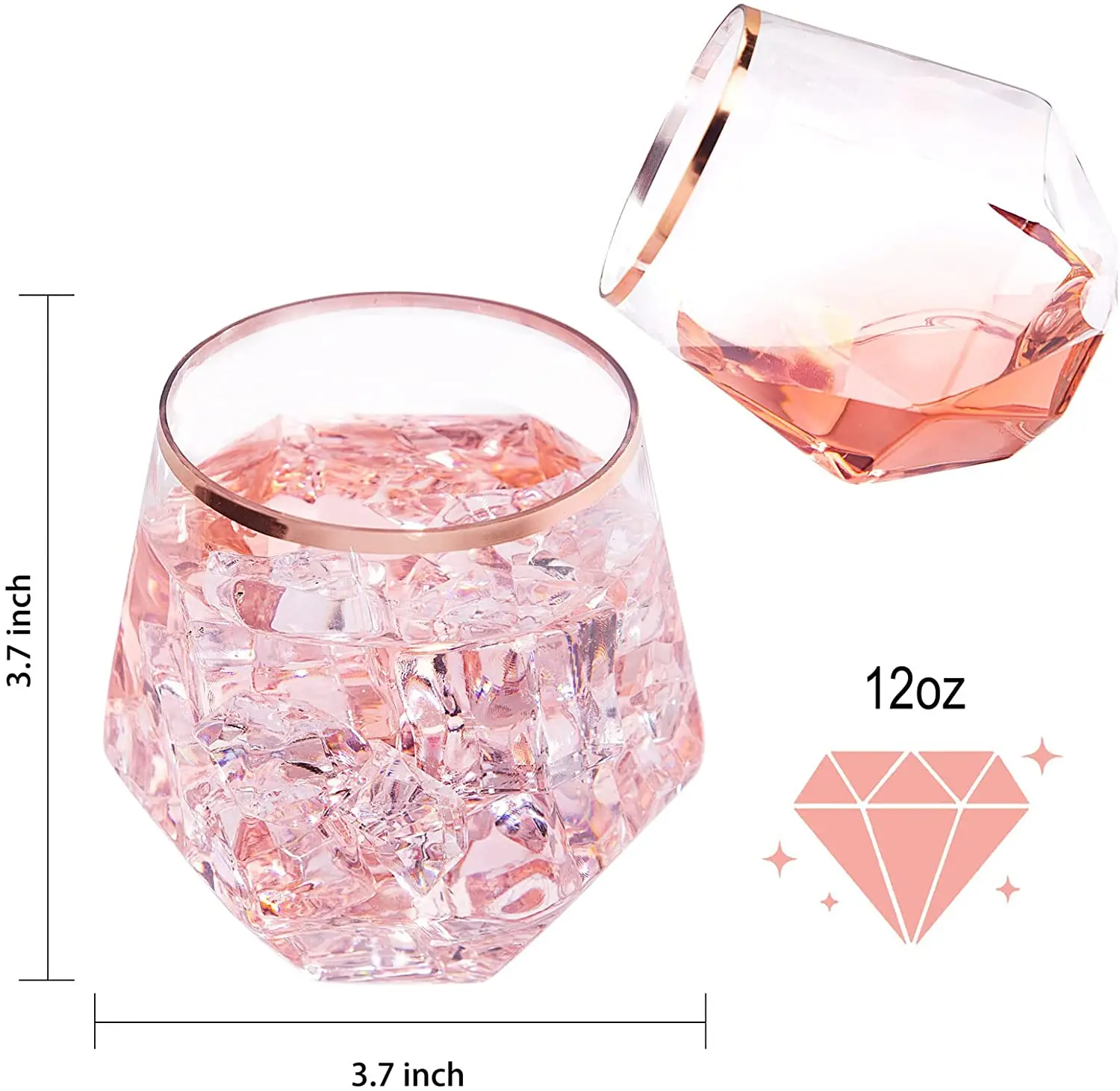 12 унций Золотая Роза обода Алмазный usb флеш-накопители пластиковый Stemless бокалы для вина одноразовые Шампанский виски чашки небьющиеся из вторсырья