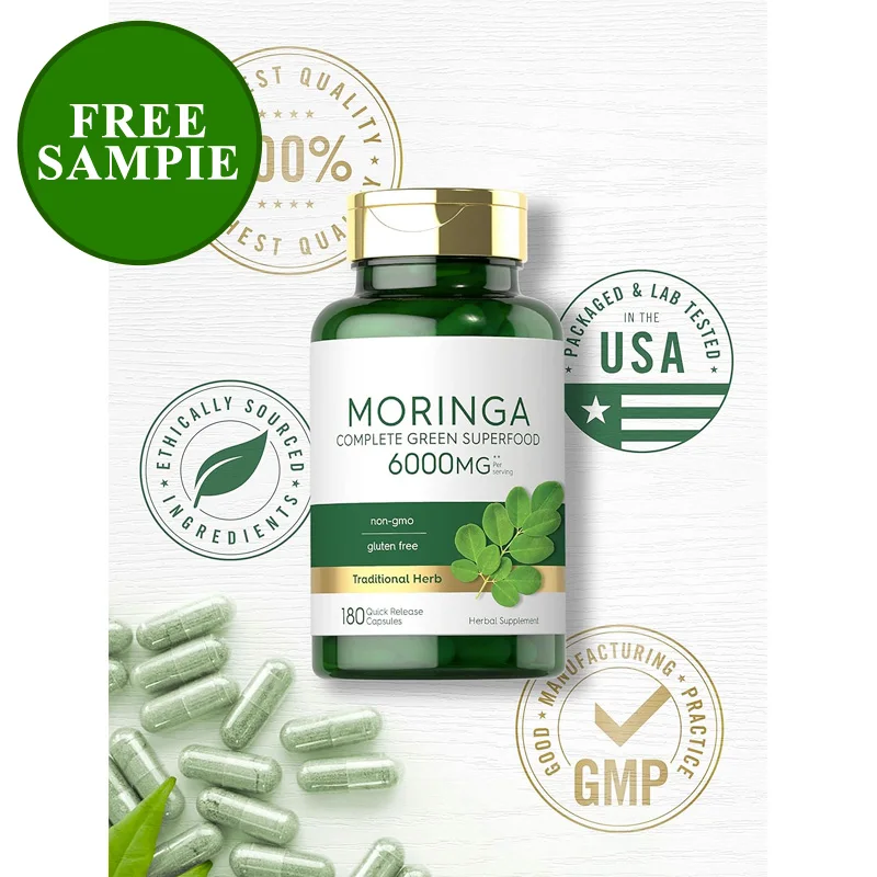 Moringa чистая в капсулах без ГМО и глютена полная зеленая суперпища из порошка листьев Моринги капсулы