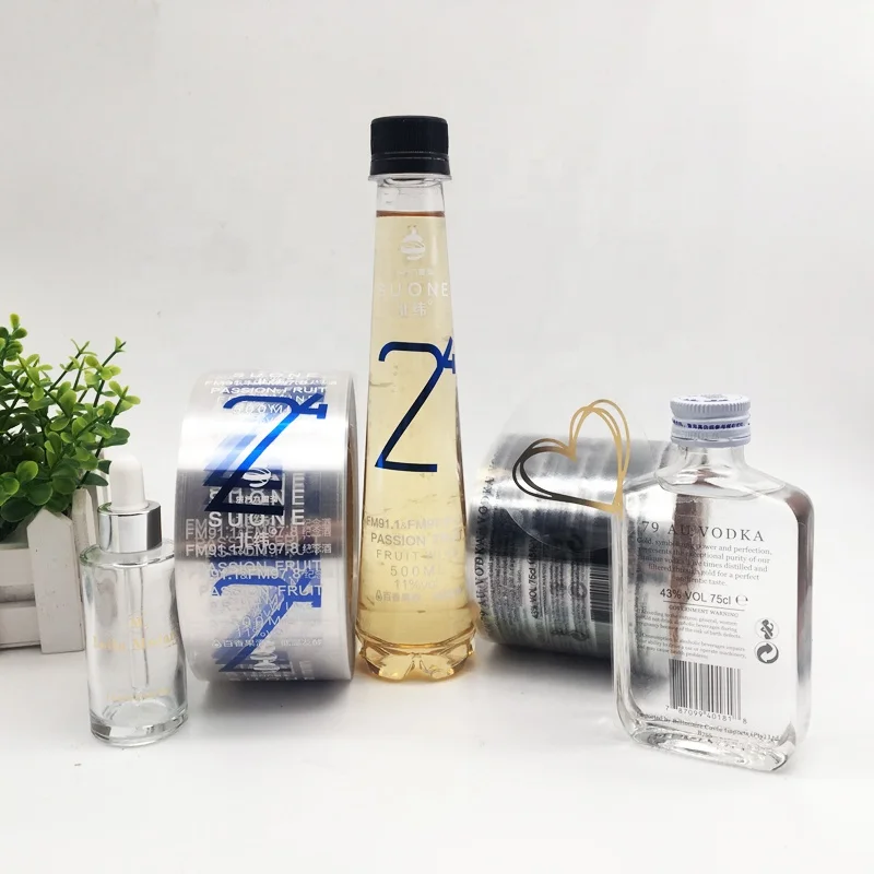 Custom Transparent Vinyl Self-Adhesive Packaging Labels for Beverage Clear Transparent Bottle Labels for Juice Other Beverages