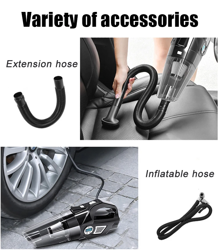Digital display 2022 Hot Sale New Product 4 in1 High Suction 12V Wet and Dry Cord Cordless Portable Car Vacuum Cleaner
