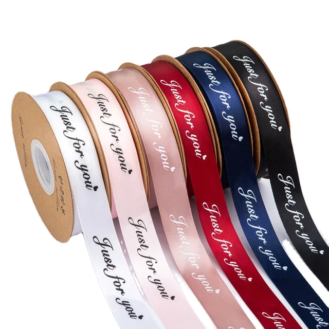 Wholesale Custom Logo Polyester Gold Foil Cintas Satin Ribbon for Packing Decoration