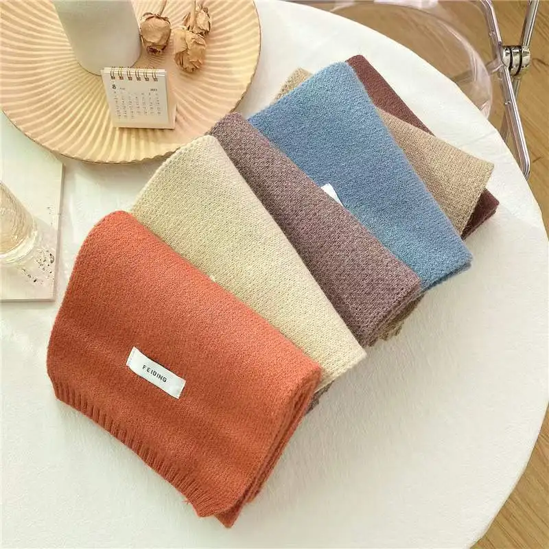 2022 Short Warm Scarf Women Cashmere Pashmina 6 Solid Colors Wool Shawls Neck Scarf Fashion Neckerchief