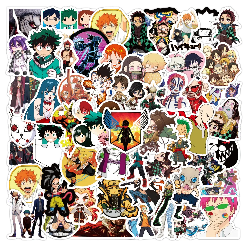 50pc/bag New Zoro Chopper Kakashi Hunter Luffy each pack mixed Anime Sticker Sheet Waterproof Notebook bicycle Cartoon Stickers