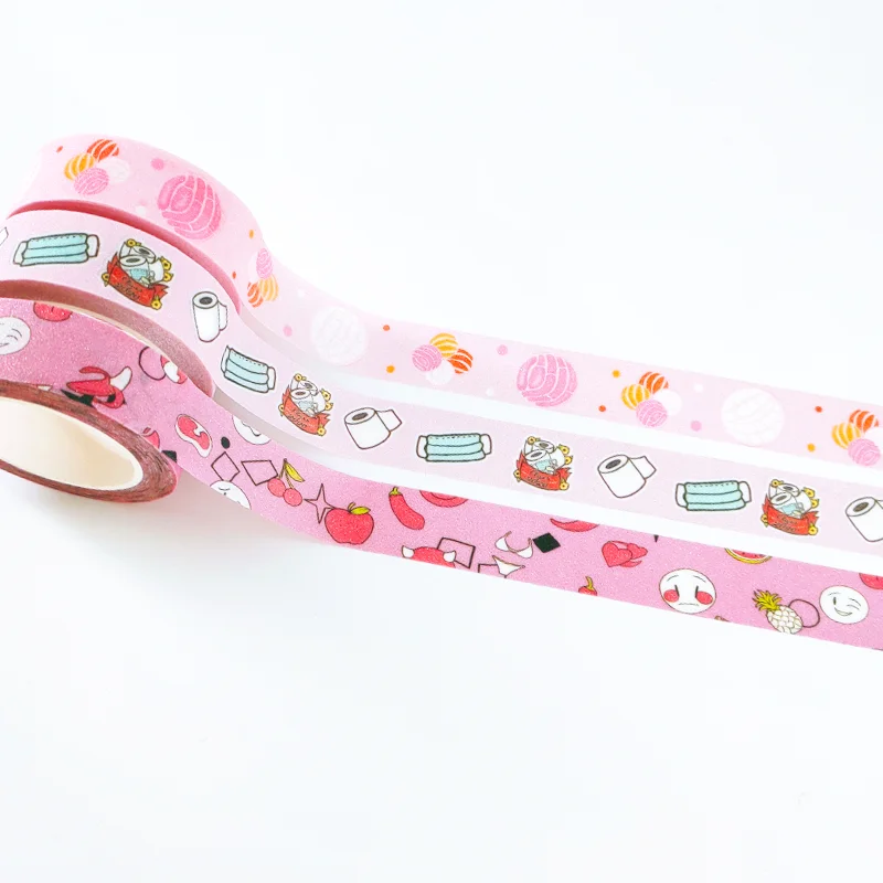 Decorative stationery custom printing cute glitter washi tape