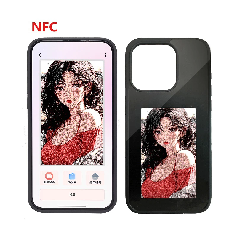 4 color DIY photo case nfc e ink screen display smart phone case for i phone 13/14/15 pro max