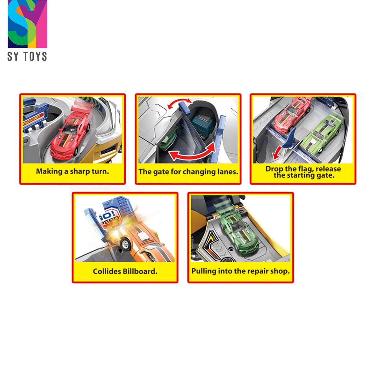 SY TOYS Unisex Plastic Airplane Garage Parking Lot Track Toy Light Car Off-Road Helmet Variant Storage Variant Storage Parking