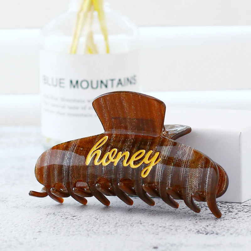 manufacturer custom made branded logo hair claws name personalized design acetate alphabet claw clip letter hair clamp words