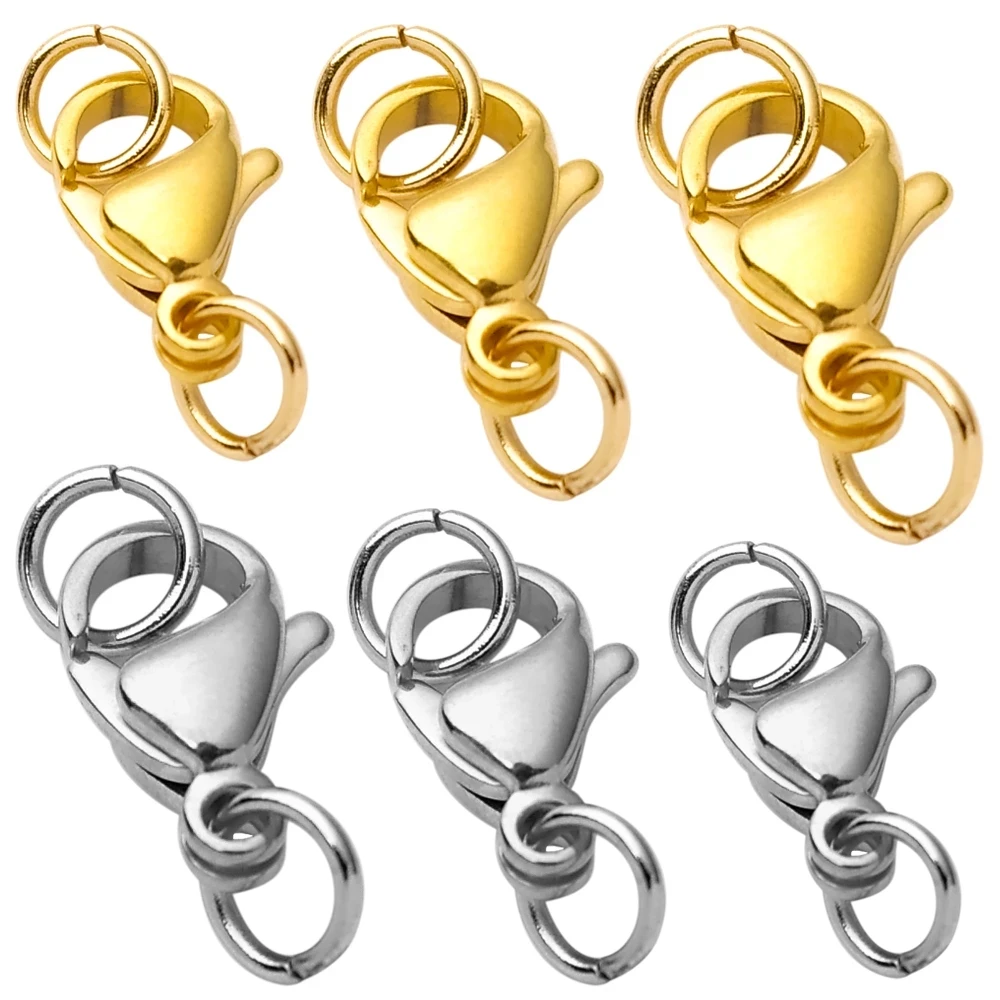 Stainless Steel Lobster Clasp With Jump Rings DIY Necklace Bracelet Making Findings Spring Lobster Connect