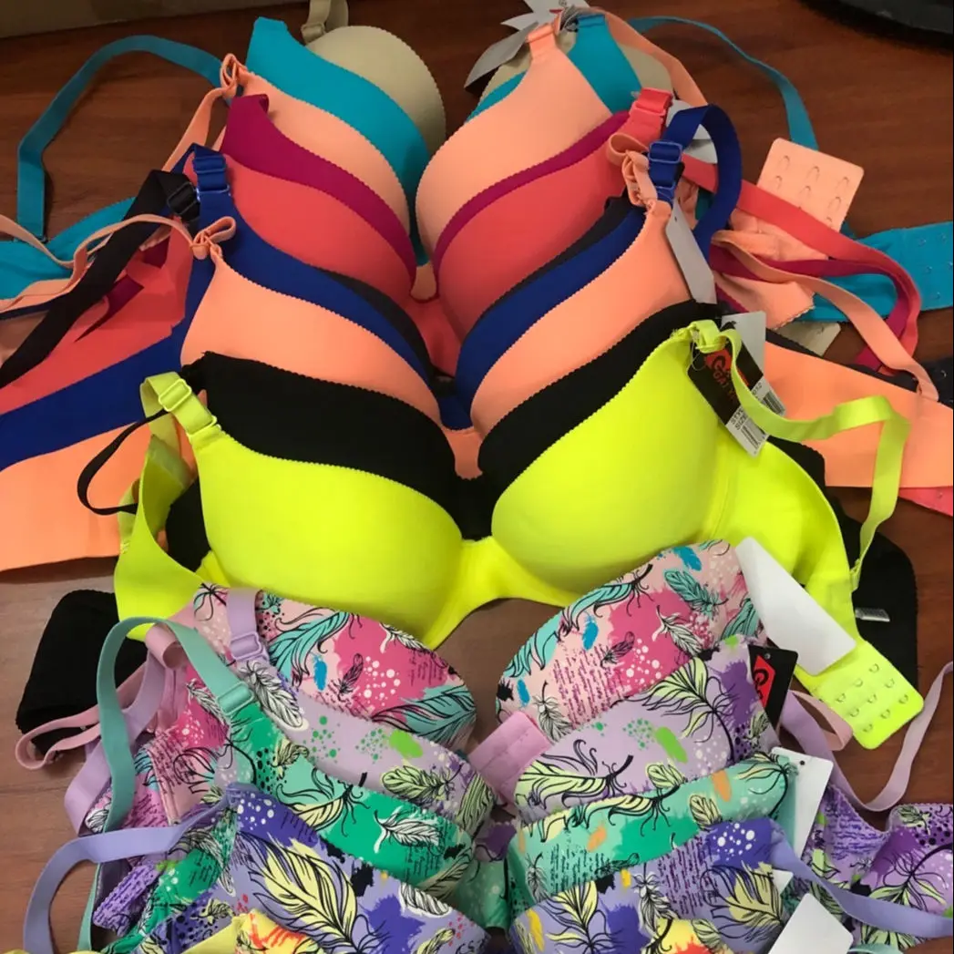 Teen Girls Seamless Bra With Removable Pads and Convertible Straps Four Size School Girls Underwear Womens Soft Printed Bra