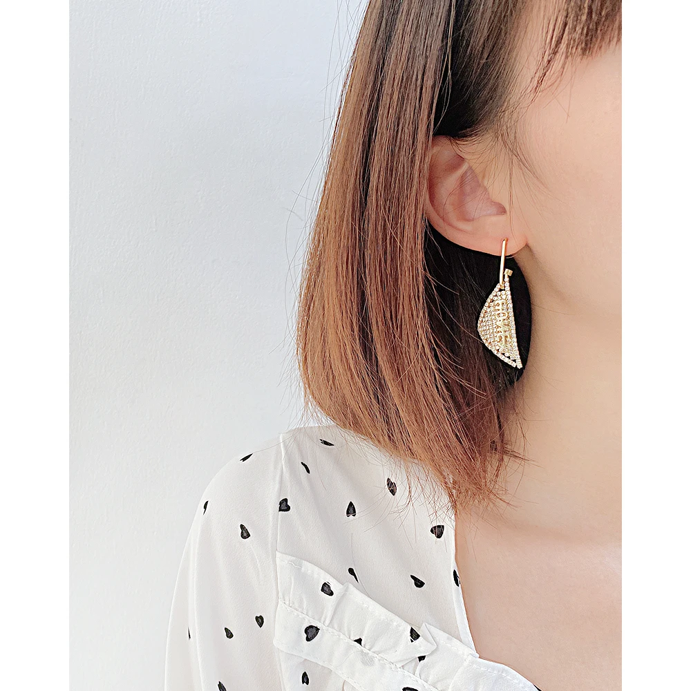 Triangle Copper Earrings For Sensitive Ears Fashion Gold Plated Copper Long Colour Earrings