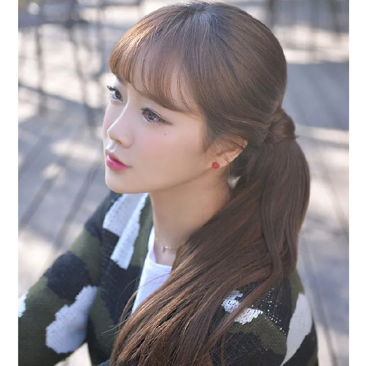 Популярные натуральный Hand-Made Реми 100% пряди человеческих волос для челки в виде пряди волос для наращивания на заколках