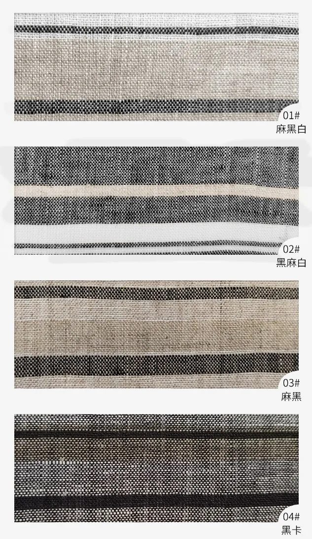 Wholesale quality organic stripe pure french linen textile shirt dress cloth pillowcase soft color stripe 100% linen fabric