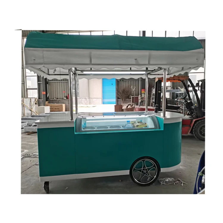 ice cream push cart freezer Wholesale price hand push mobile ice cream carts with refrigerator showcase