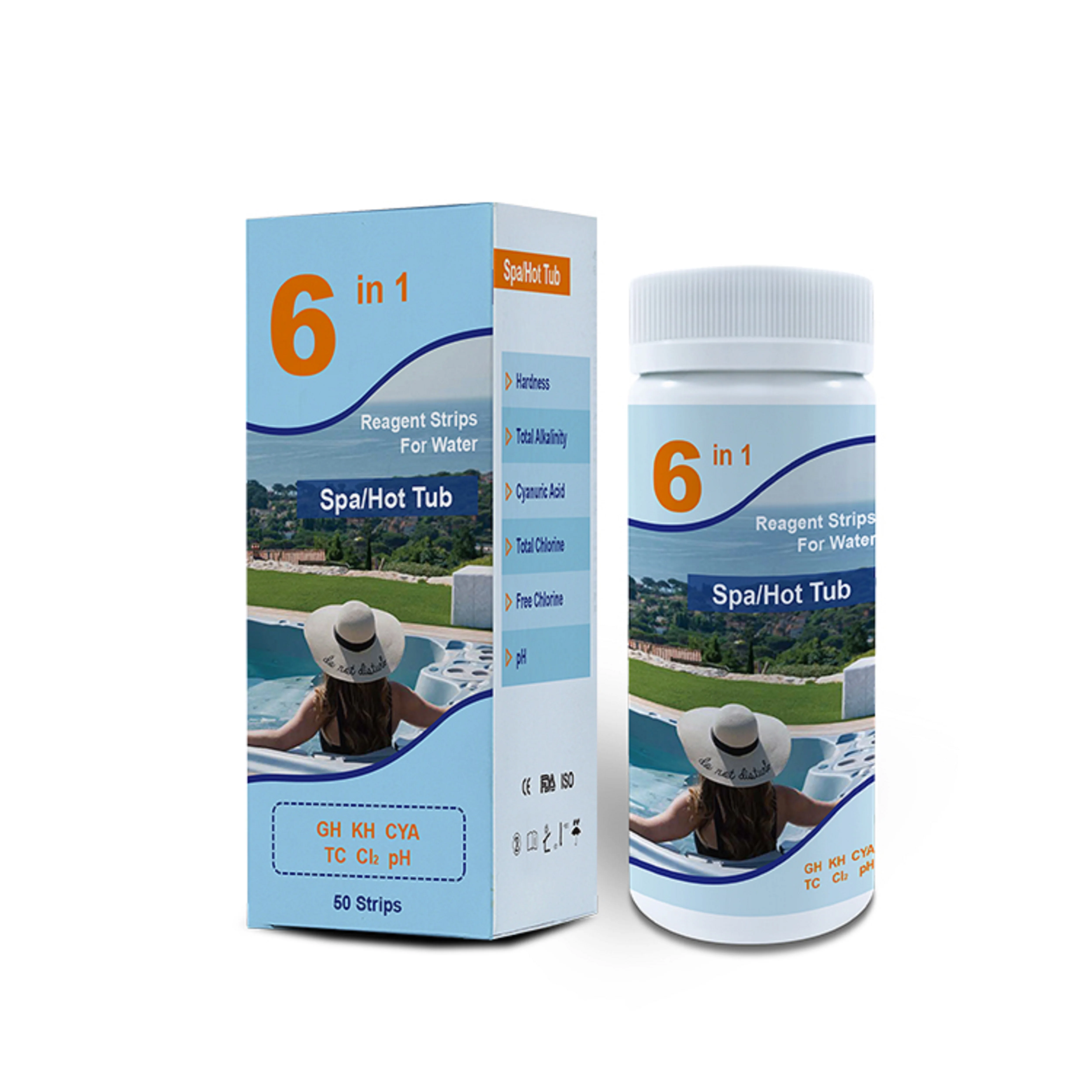 6 way Pool Water Test Kit Pool Test Strips High Quality Pool &Spa Water test  strips