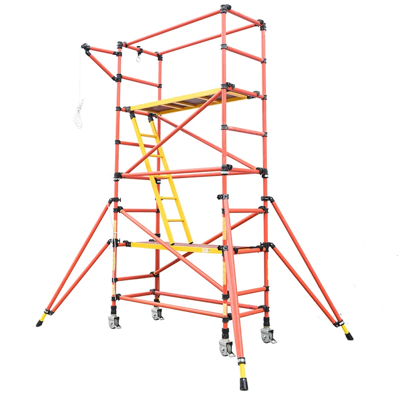 220KV FRP Mobile Fiberglass Tower Mobile 0.85m Indoor Outdoor Narrow Fiberglass Insulation Scaffold For Electric Power Project