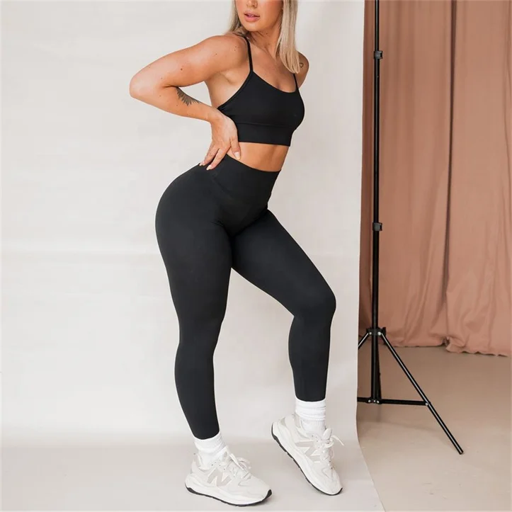 Custom Athletic Wear Workout Gym Set Scrunch Butt Fitness Leggings Compression Yoga Clothes For Women